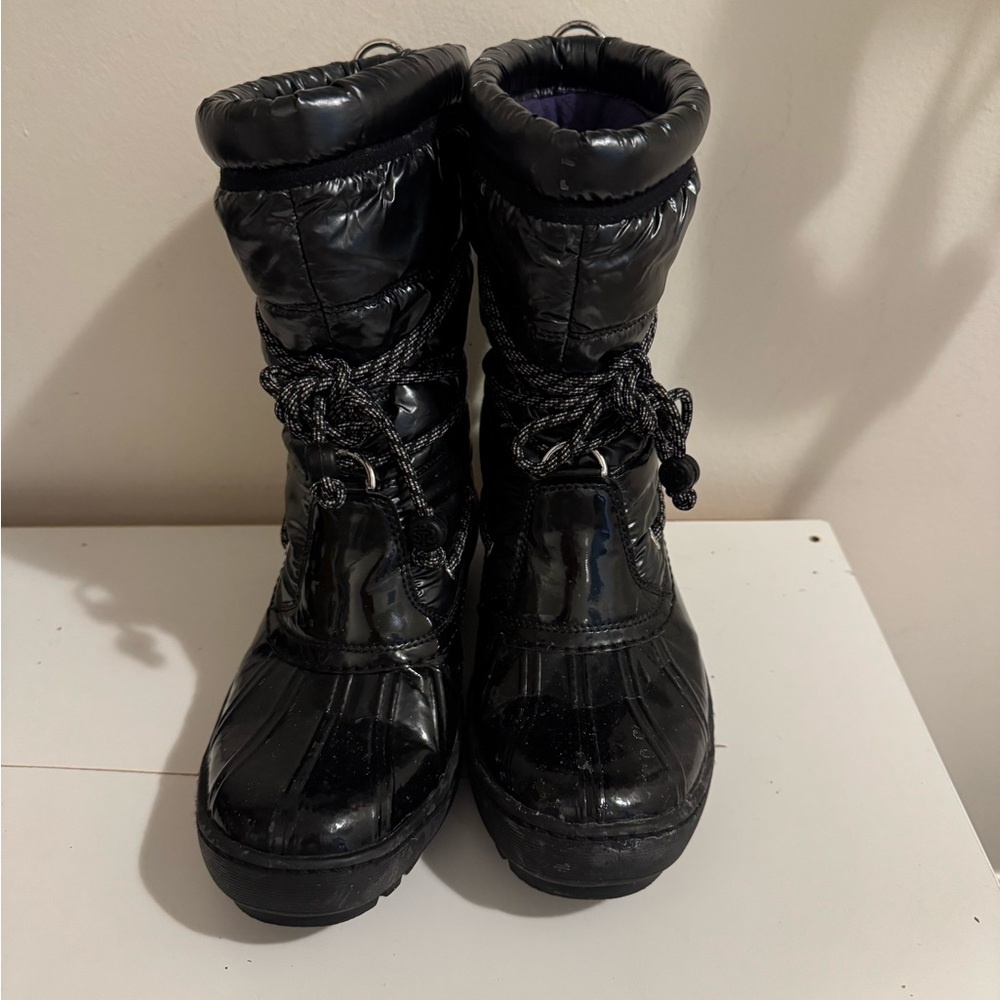 Sperry Top Sider Waterproof Womens 7 Winter Snow Boots Black Quilted Knee